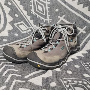 Women's Sz 10.5 Keen Hiking Boots Laurel Mid Ankle Gray/Blue 1017774 Waterproof